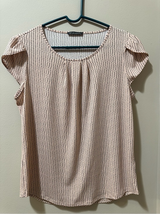 Adrianna Papell Tops - Adrianna Papell Blush Pink Dot Cap-Sleeve Blouse